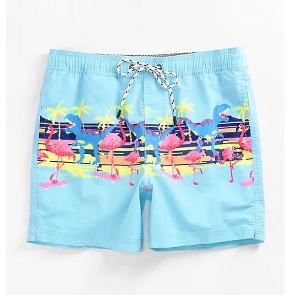 MENS PARTY PANTS PIXEL PARADISE BLUE SWIM SHORTS SIZE SMALL - Picture 2 of 9